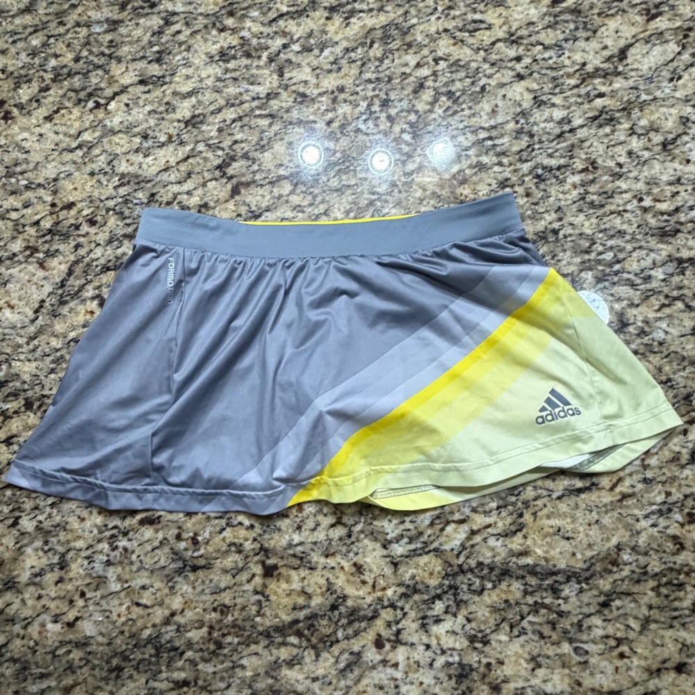 Adidas Formotion Climalite Skort Womens Small Grey Yellow Athletic Tennis Skirt